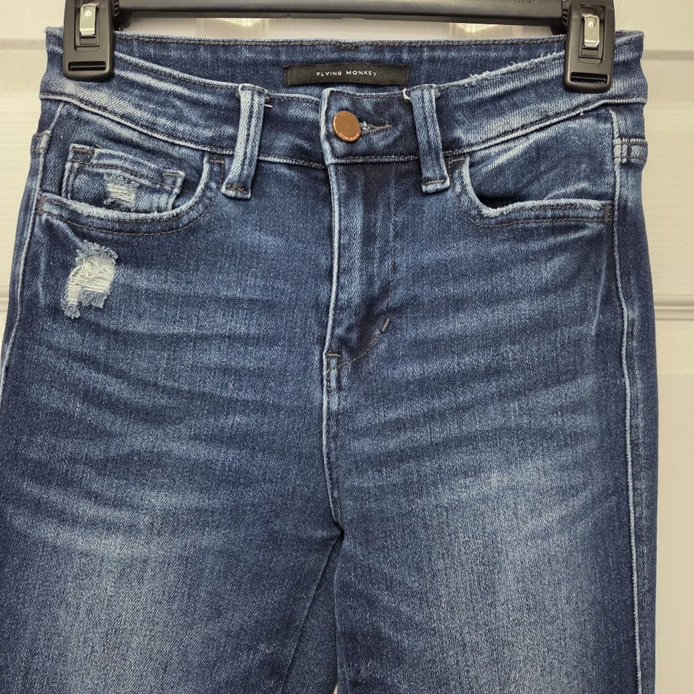 Flying Monkey High Rise Bootcut Stretch Dark Wash Denim Jeans Size 24 Western - Picture 4 of 12